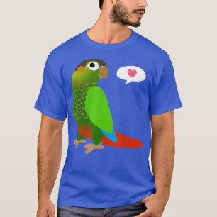 Funny Green Cheek Conure With Heart Shirt Parrot