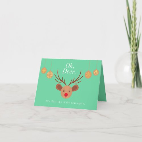 Funny green Christmas deer pun Holiday Card