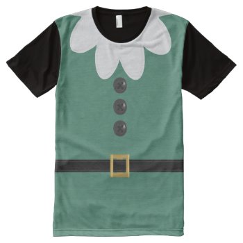 Funny Green Christmas Elf Costume All-over-print T-shirt by mothersdaisy at Zazzle