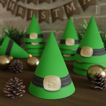 Funny Green Christmas Elf Monogrammed Party Hat by mothersdaisy at Zazzle