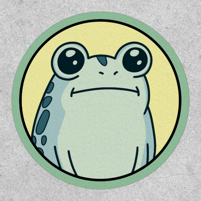Funny Green Deadpan Frog Toad  Patch (Front)