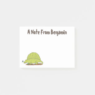 Funny green dimetrodon cartoon dinosaur post-it notes