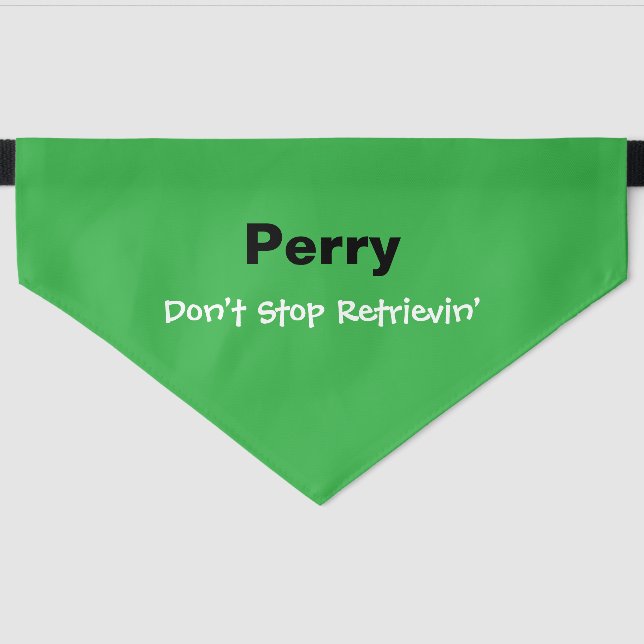 Funny Green Don’t Stop Retrievin’ Pet Bandana Collar (Front)