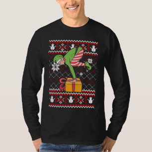 Funny Green Elf Do Yoga Ugly Christmas Sweater Nam