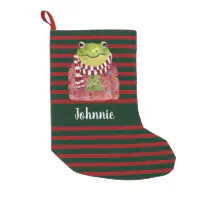 Funny Green Festive Frog in Ugly Christmas Sweater Small Christmas Stocking