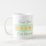 Funny Green Five Star Rating Cat Mom Photo Coffee Mug