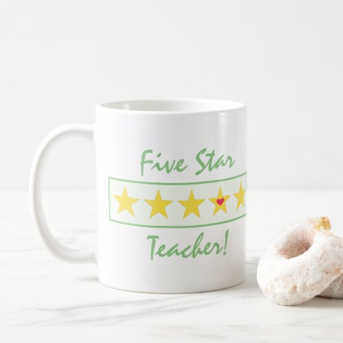 Funny Green Five Star Rating Teacher Appreciation  Coffee Mug