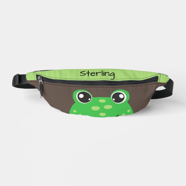 Funny Green Frog Personalized Kid's Fanny Pack (Front)