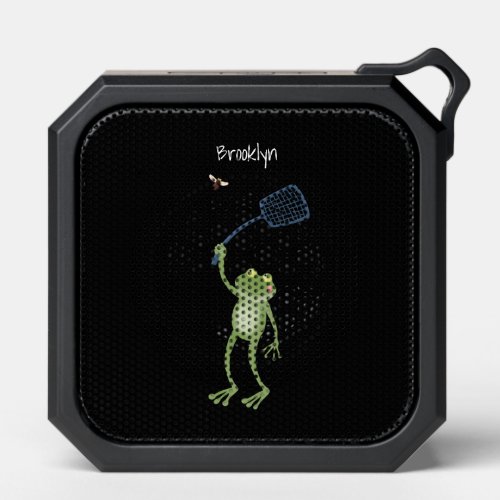 Funny green frog swatting fly cartoon bluetooth speaker