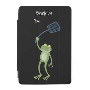 Funny green frog swatting fly cartoon iPad mini cover