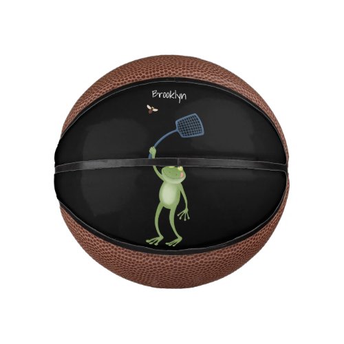 Funny green frog swatting fly cartoon  mini basketball