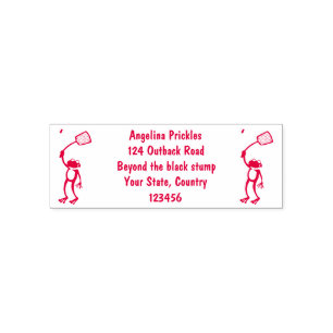 Funny green frog swatting fly cartoon  self-inking stamp