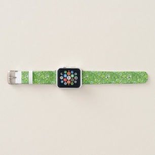 Funny green frogs entangled in a messy pattern apple watch band