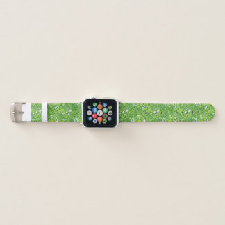 Funny green frogs entangled in a messy pattern apple watch band