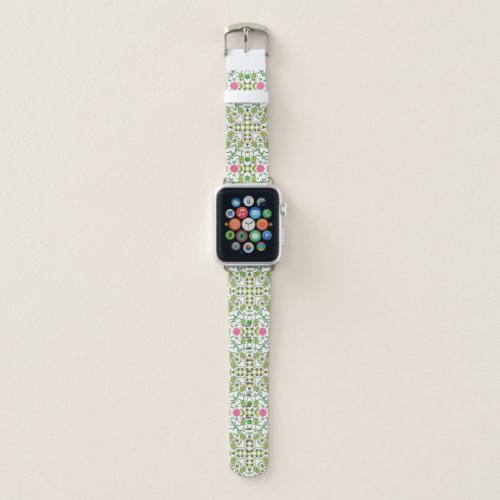 Funny green frogs hunting flies mandala design apple watch band