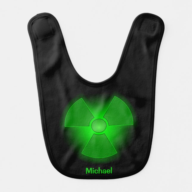 Funny green glowing radioactivity symbol baby bib (Front)