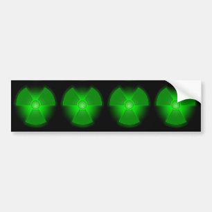 Funny green glowing radioactivity symbol bumper sticker