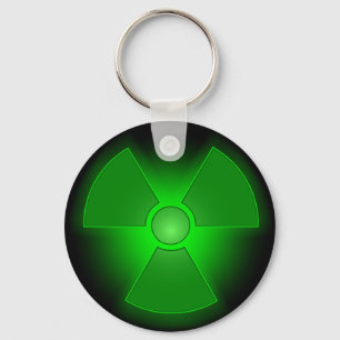 Funny green glowing radioactivity symbol keychain