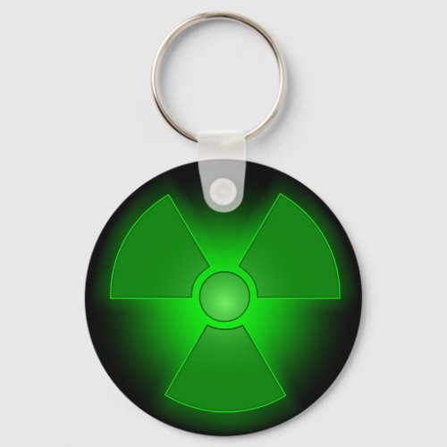 Funny green glowing radioactivity symbol keychain