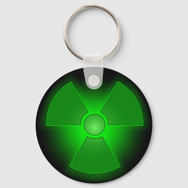 Funny green glowing radioactivity symbol keychain (Front)