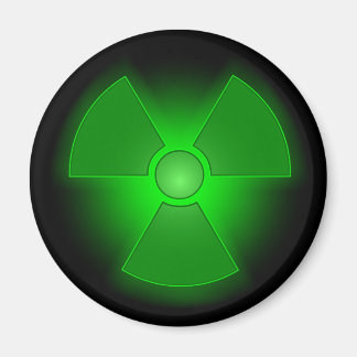 Funny green glowing radioactivity symbol magnet