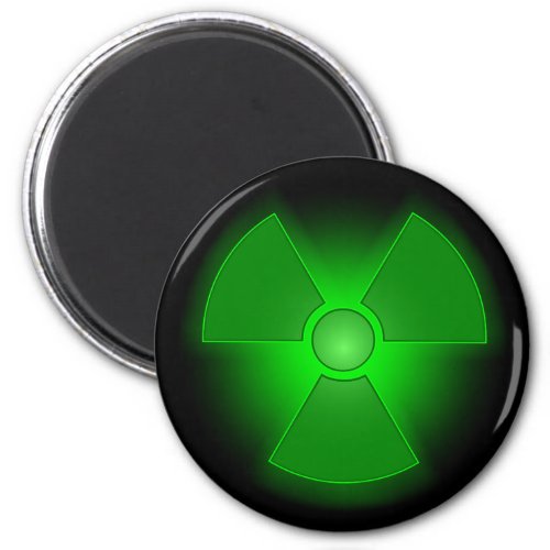 Funny green glowing radioactivity symbol magnet