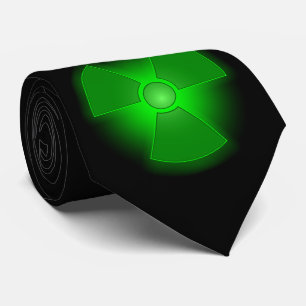 Funny green glowing radioactivity symbol neck tie