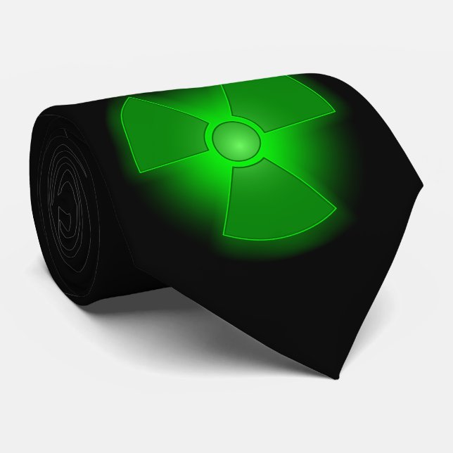 Funny green glowing radioactivity symbol neck tie (Rolled)