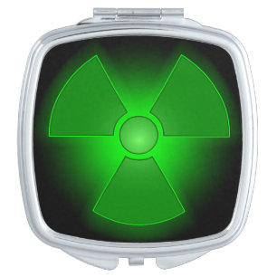 Funny green glowing radioactivity symbol vanity mirror