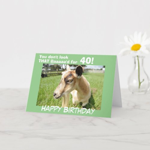 Funny Green Goat Humor Custom Birthday Card