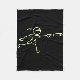 Funny Green Golf Disc Stickman Fleece Blanket