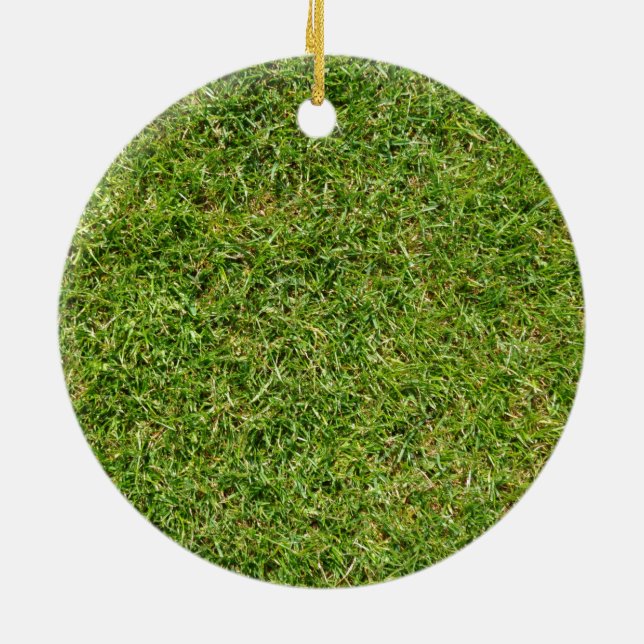 Funny Green Grass Lawn Ceramic Ornament (Back)