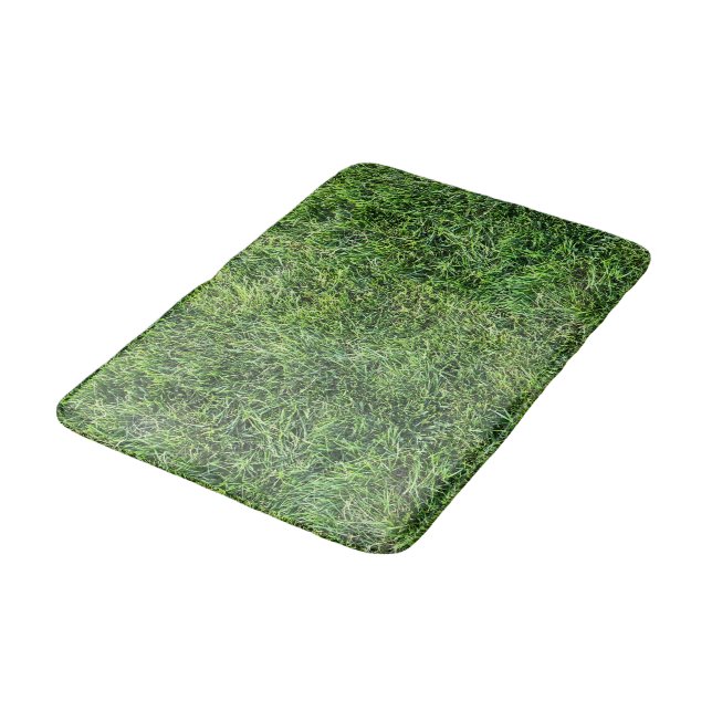 Funny green grass real photo texture pattern fun bath mat (Angled)