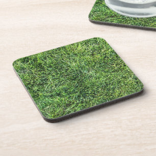 Funny green grass real photo texture pattern fun beverage coaster