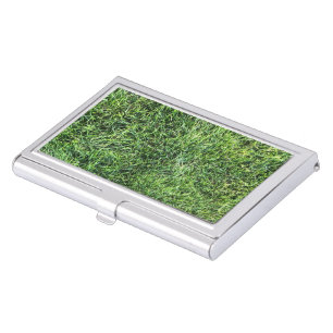 Funny green grass real photo texture pattern fun business card case