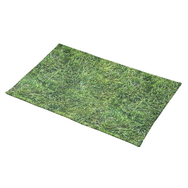 Funny green grass real photo texture pattern fun cloth placemat (On Table)