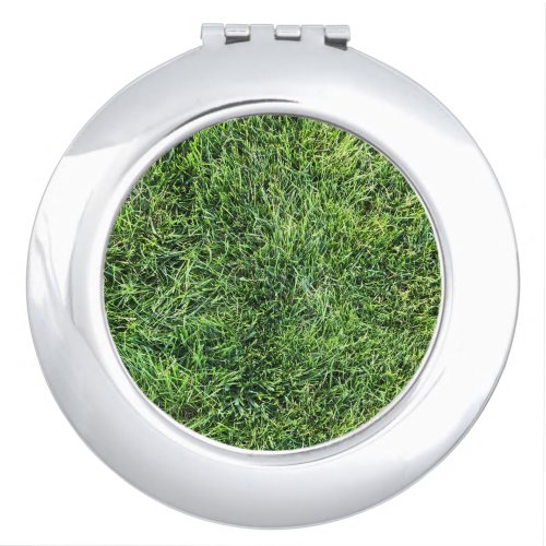 Funny green grass real photo texture pattern fun compact mirror