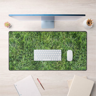 Funny green grass real photo texture pattern fun desk mat