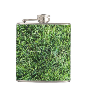 Funny green grass real photo texture pattern fun flask