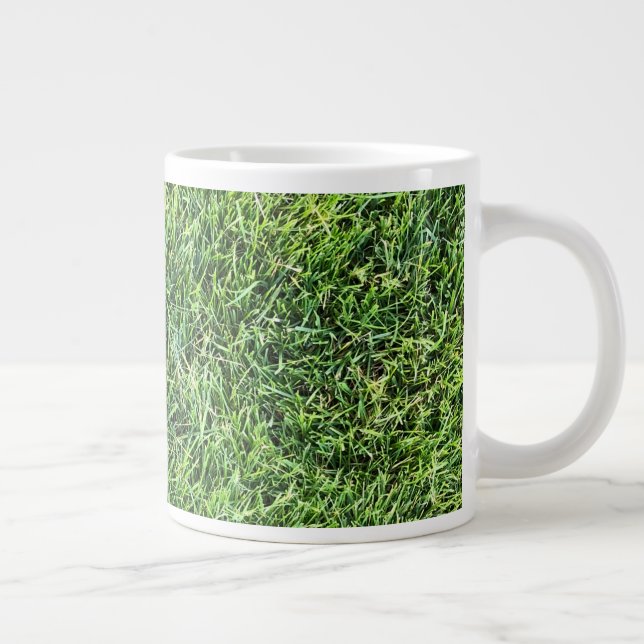 Funny green grass real photo texture pattern fun giant coffee mug (Right)