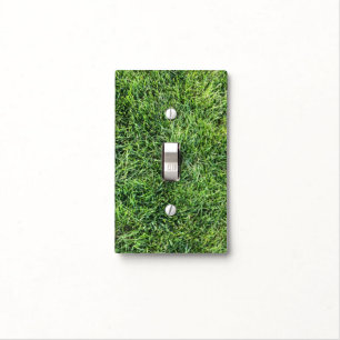 Funny green grass real photo texture pattern fun light switch cover