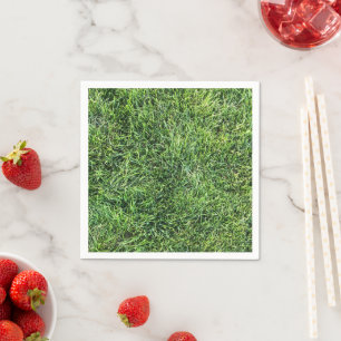Funny green grass real photo texture pattern fun napkins