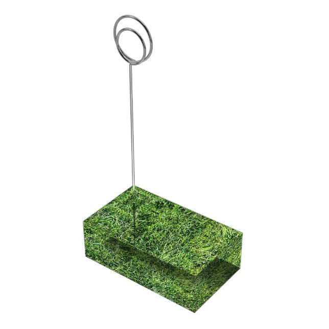 Funny green grass real photo texture pattern fun place card holder (Corner)
