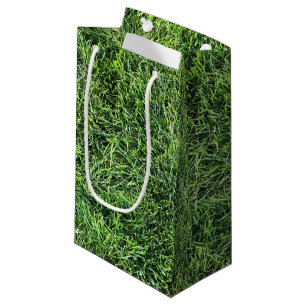 Funny green grass real photo texture pattern fun small gift bag