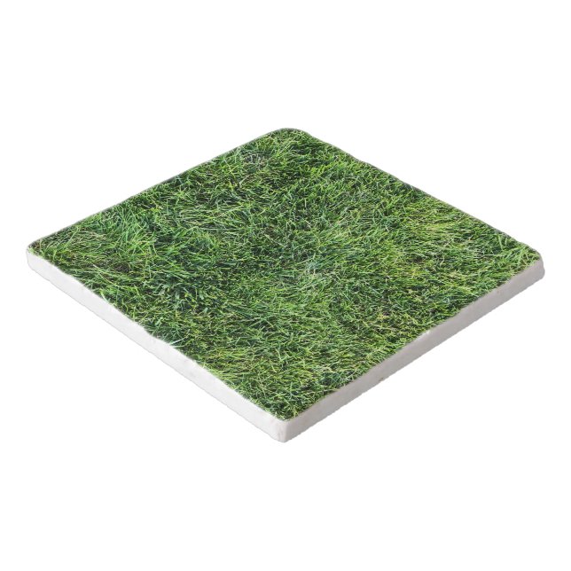 Funny green grass real photo texture pattern fun trivet (Corner)