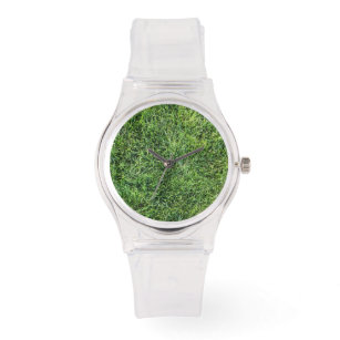 Funny green grass real photo texture pattern fun watch