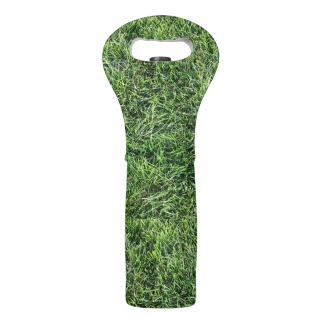Funny green grass real photo texture pattern fun wine bag (Front)