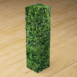 Funny green grass real photo texture pattern fun wine box