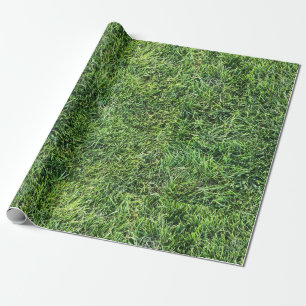 Funny green grass real photo texture pattern fun wrapping paper