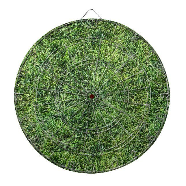 Funny green grass texture pattern real photo fun dart board (Front)